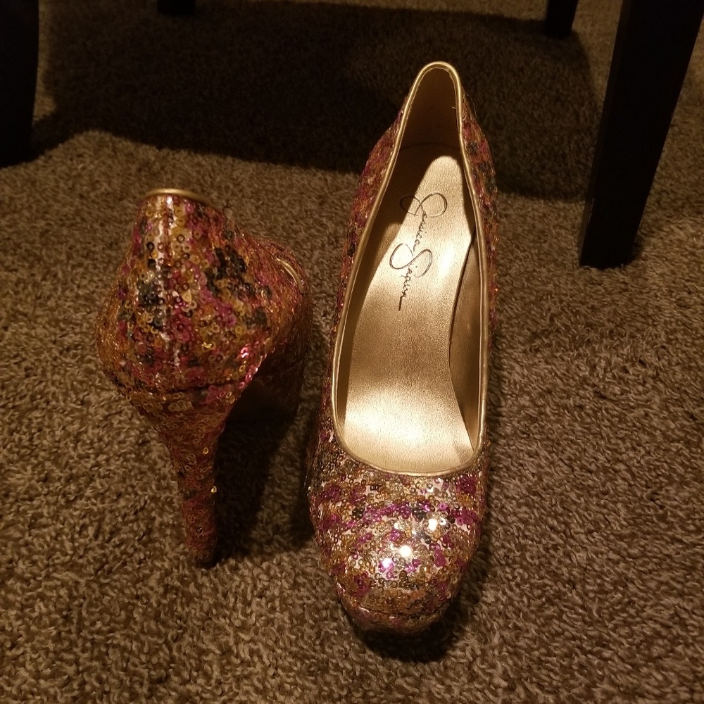 Multi colored sequins heels